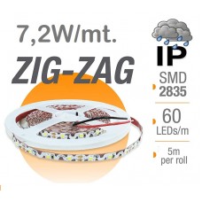 Tira LED 5 mts Flexible ZIG-ZAG 36W 300 Led SMD 2835 IP65 Blanco Cálido Serie Profesional